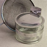 vægophængt-saltkar-glascontainer-rustfrit-stål-ophæng-retro-køkkengrej